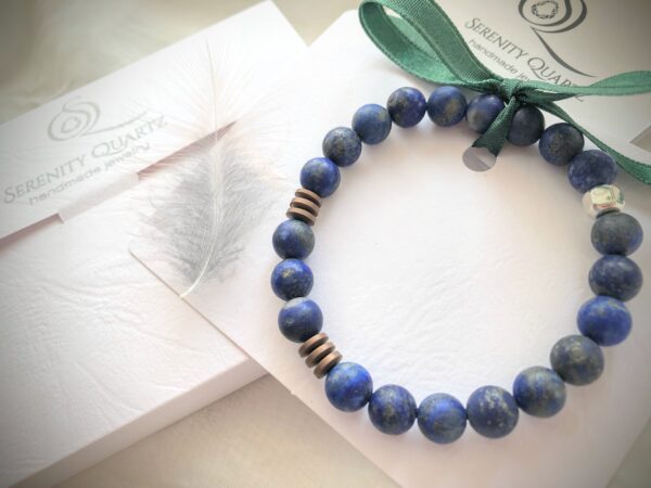 pale blue dot lapis lazuli hematite bracelet serenity quartz