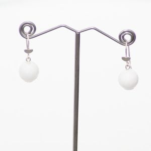 pure touch white jade 925 silver earrings