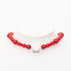 red coral seashell silver collar